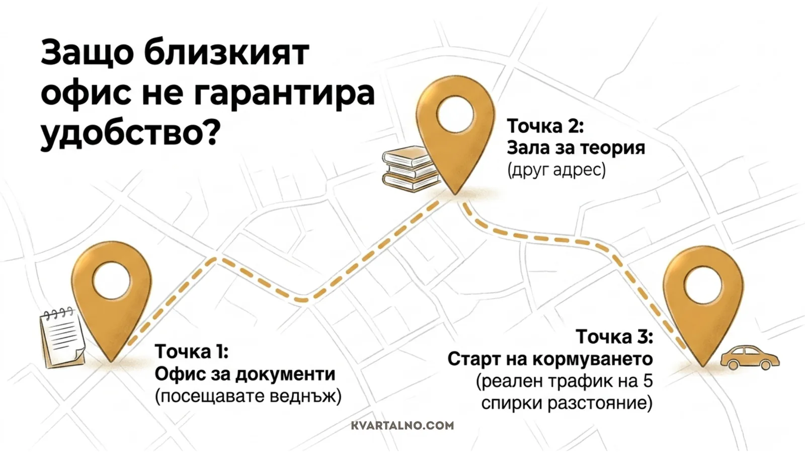 Разликата между офиса за документи, залата за теория и началната точка за кормуване