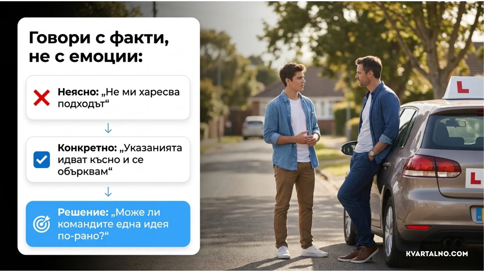 Как да опишете конкретно проблем с указанията и да предложите решение преди смяна на инструктор